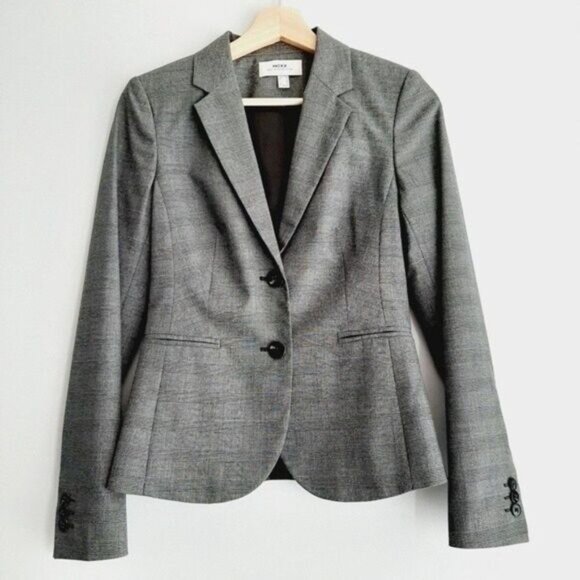 MEXX Metropolitan Plaid Blazer Jacket Grey Sz 4 - Picture 2 of 9